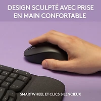 Ensemble avec clavier ergonomique sans fil et souris optique sans fil Wave Keys MK670 de Logitech - Graphite - Français