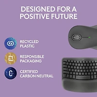 Logitech Wave Keys MK670 Wireless Optical Ergonomic Keyboard & Mouse Combo - Graphite