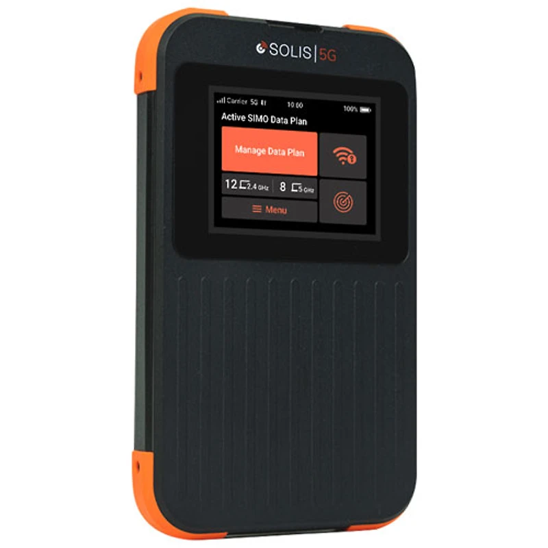 SIMO Solis 5G Mobile Wi-Fi Hotspot with Lifetime Data - Black/Orange
