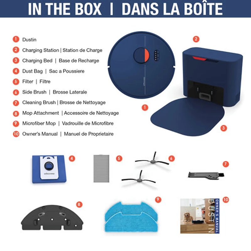 bObsweep Dustin WiFi Connected Self-Empty Robot Vacuum & Mop - Navy