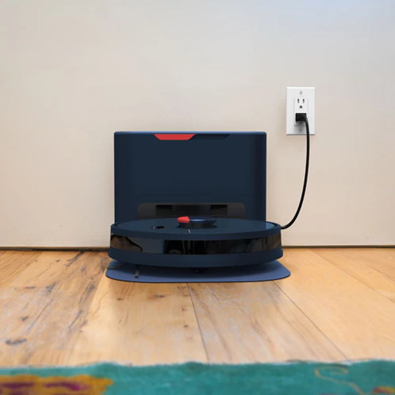 Aspirateur robot-vadrouille connecté Wi-Fi à vidage automatique Dustin de Bobsweep - Bleu marine