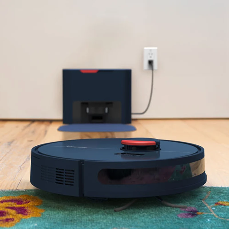 Aspirateur robot-vadrouille connecté Wi-Fi à vidage automatique Dustin de Bobsweep - Bleu marine