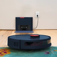Aspirateur robot-vadrouille connecté Wi-Fi à vidage automatique Dustin de Bobsweep - Bleu marine