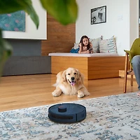 Aspirateur robot-vadrouille connecté Wi-Fi à vidage automatique Dustin de Bobsweep - Bleu marine