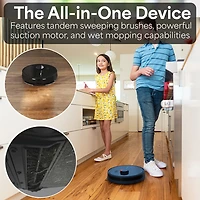 bObsweep Dustin WiFi Connected Self-Empty Robot Vacuum & Mop - Navy