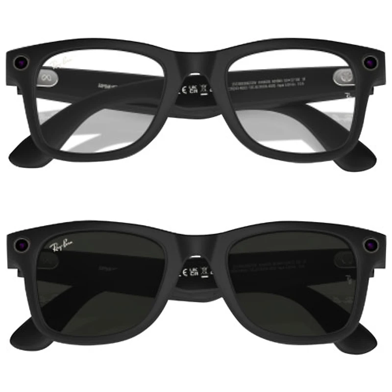 Lunettes Wayfarer (1re génération) de Ray-Ban | Meta avec IA, photo, vidéo, audio et messagerie - Noir mat/Transitions transparents à verts G-15