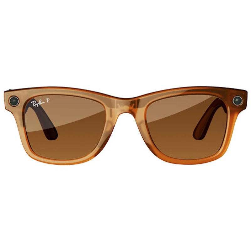 Ray-Ban | Meta Wayfarer (Gen 1) Glasses with AI, Photo, Video, Audio & Messaging - Shiny Caramel/Polarized Brown