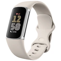 Moniteur activité Charge 6 de Fitbit avec GPS, fréquence cardiaque et sommeil - Argenté/Porcelaine