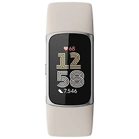 Moniteur activité Charge 6 de Fitbit avec GPS, fréquence cardiaque et sommeil - Argenté/Porcelaine