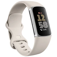 Moniteur activité Charge 6 de Fitbit avec GPS, fréquence cardiaque et sommeil - Argenté/Porcelaine