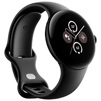 Montre Pixel Watch 2 (GPS) de Google avec boîtier en aluminium noir de 40 mm et bracelet sport noir