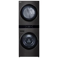 Duo laveuse électrique de 5,8 pi³ et sécheuse de 7,4 pi³ WashTower de LG (WKEX300HBA) - Acier inoxydable noir