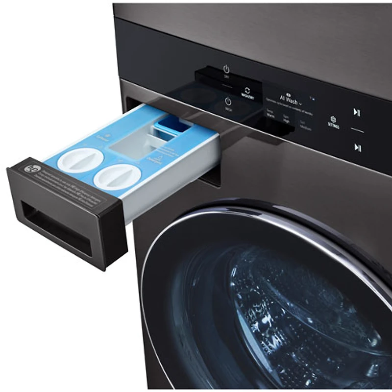 Duo laveuse électrique de 5,8 pi³ et sécheuse de 7,4 pi³ WashTower de LG (WKEX300HBA) - Acier inoxydable noir