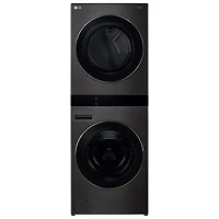 Duo laveuse électrique de 5,8 pi³ et sécheuse de 7,4 pi³ WashTower de LG (WKEX300HBA) - Acier inoxydable noir