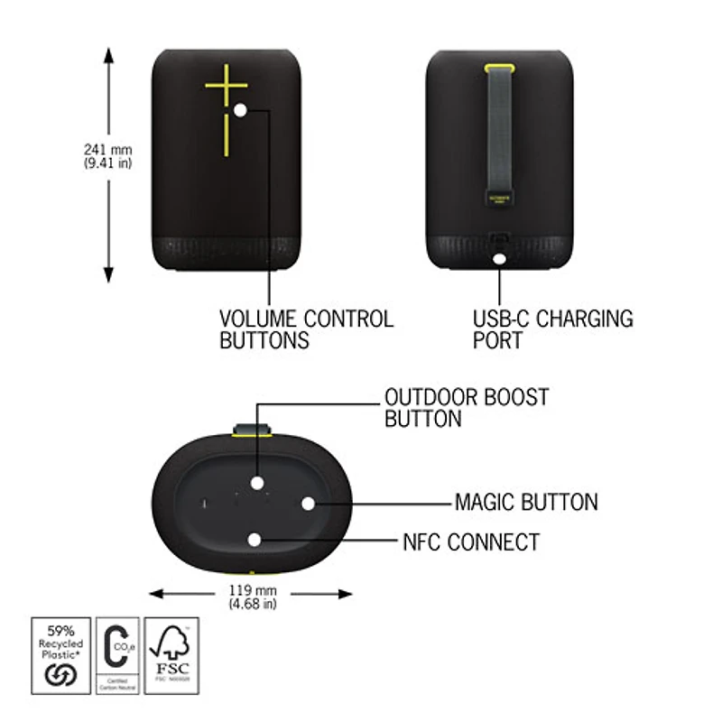 Ultimate Ears Epicboom Waterproof Bluetooth Wireless Speaker - Black