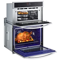 Four mural combiné électrique avec convection à ventilateur 30 po de LG (WCEP6423F) - Inox antiempreinte