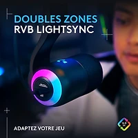 Microphone de jeu USB Yeti GX à éclairage RVB LIGHTSYNC de Logitech - Noir
