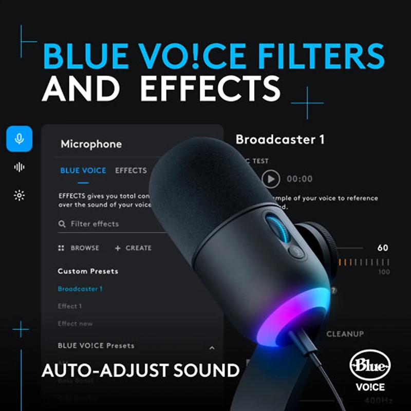 Microphone de jeu USB Yeti GX à éclairage RVB LIGHTSYNC de Logitech - Noir