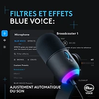 Microphone de jeu USB Yeti GX à éclairage RVB LIGHTSYNC de Logitech - Noir