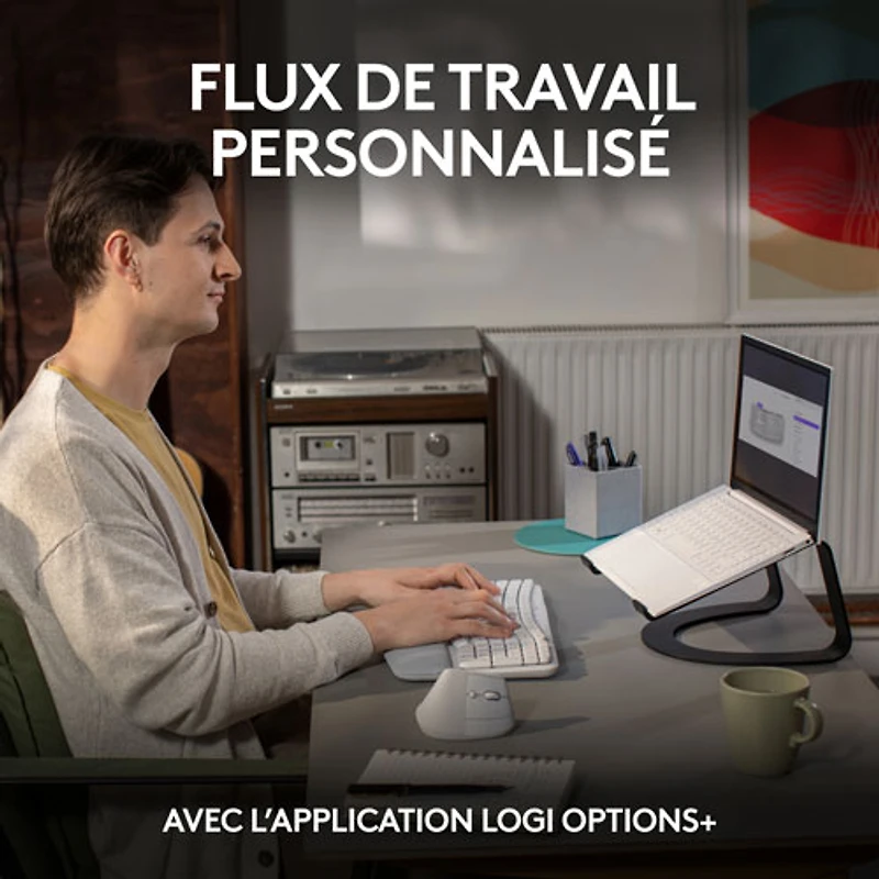 Clavier ergonomique sans fil Wave Keys de Logitech - Blanc cassé