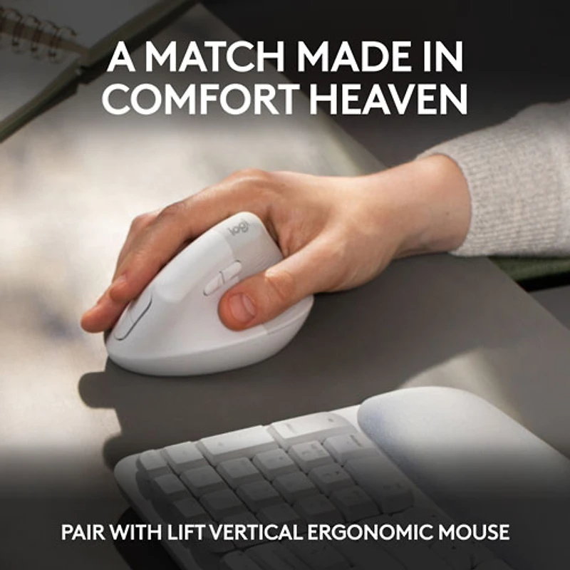 Clavier ergonomique sans fil Wave Keys de Logitech - Blanc cassé