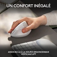 Clavier ergonomique sans fil Wave Keys de Logitech - Blanc cassé