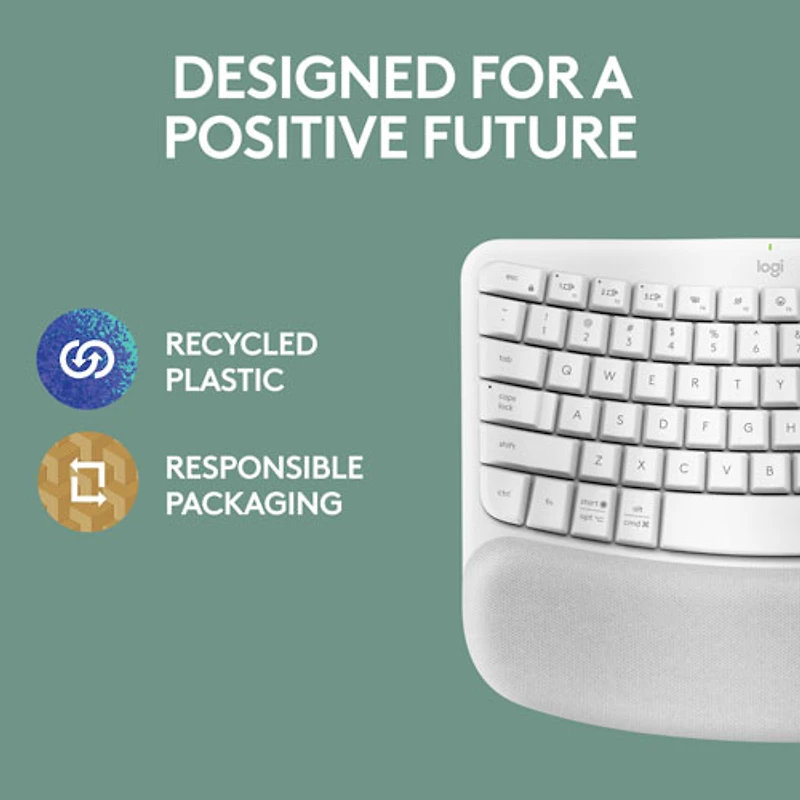 Clavier ergonomique sans fil Wave Keys de Logitech - Blanc cassé