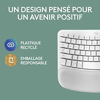 Clavier ergonomique sans fil Wave Keys de Logitech - Blanc cassé