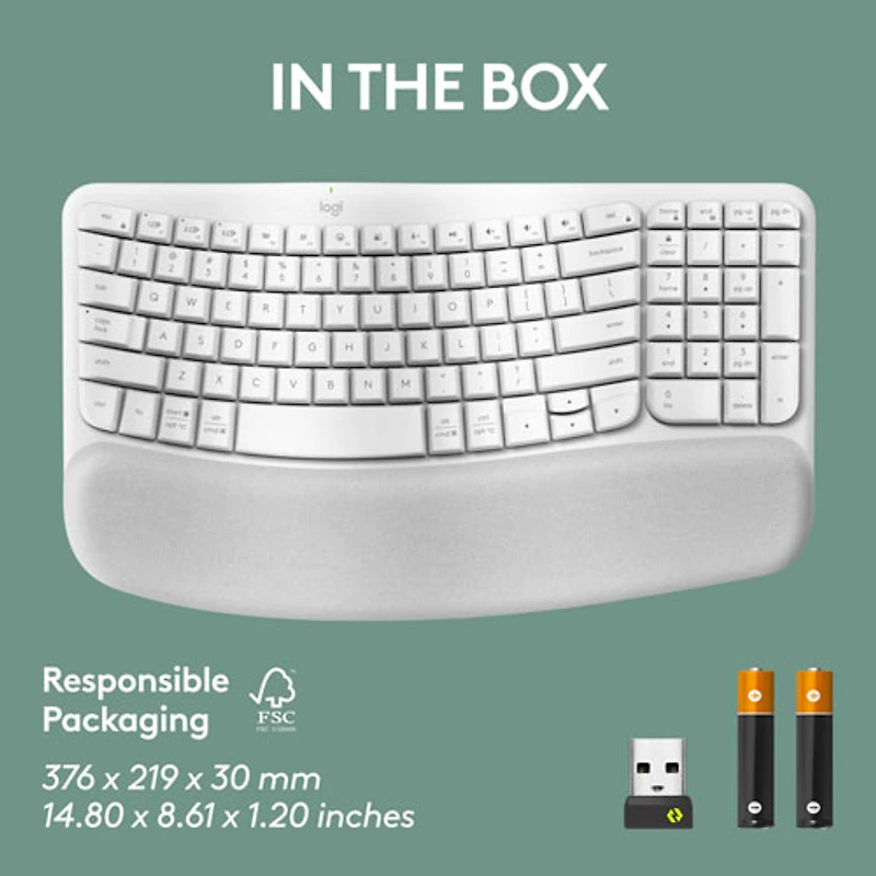 Clavier ergonomique sans fil Wave Keys de Logitech - Blanc cassé
