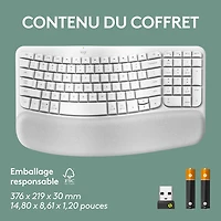 Clavier ergonomique sans fil Wave Keys de Logitech - Blanc cassé