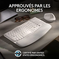 Clavier ergonomique sans fil Wave Keys de Logitech - Blanc cassé