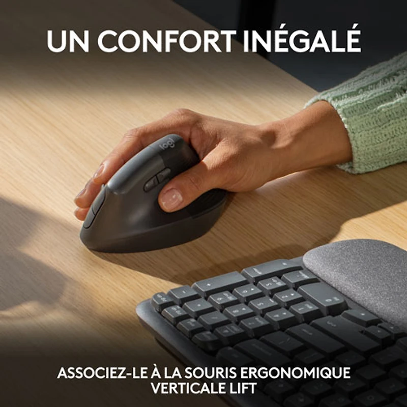 Clavier ergonomique sans fil Wave Keys de Logitech - Graphite