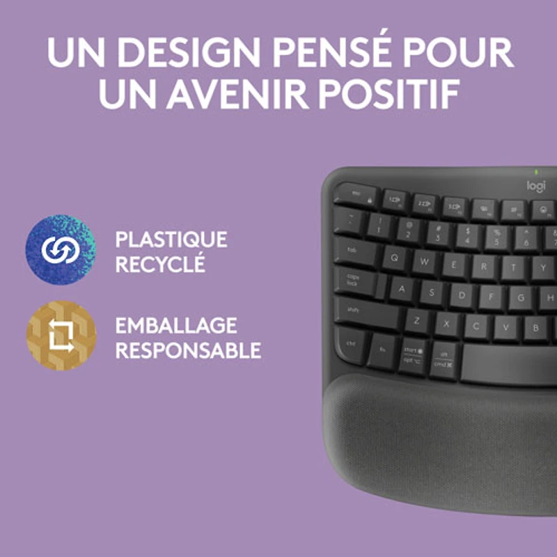Clavier ergonomique sans fil Wave Keys de Logitech - Graphite