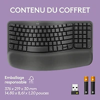 Clavier ergonomique sans fil Wave Keys de Logitech - Graphite