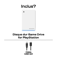 Disque dur externe USB 3.0 de 2 To de Seagate pour PlayStation (STLV2000101) - Blanc