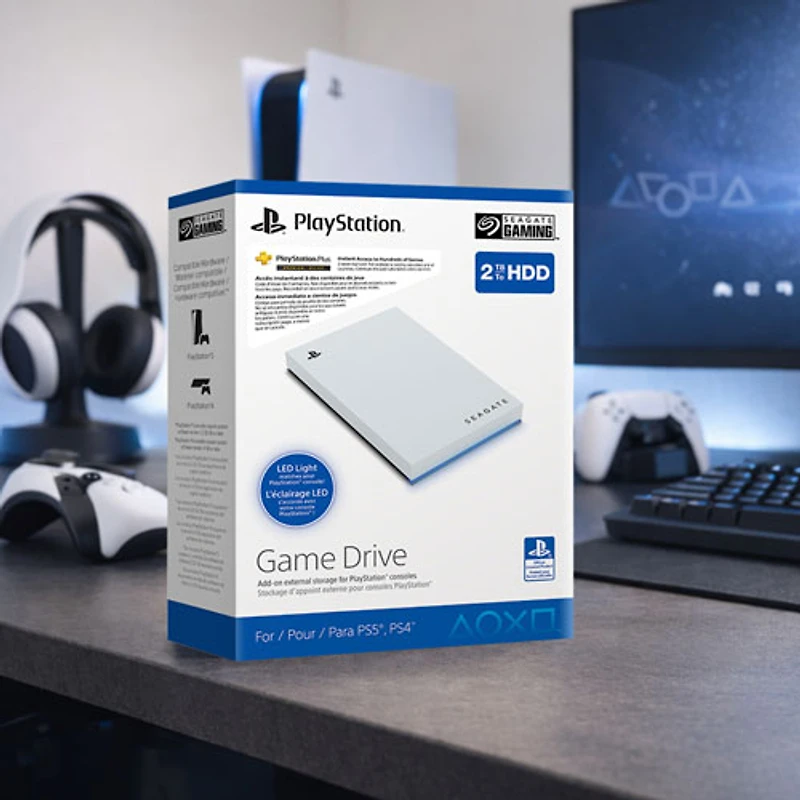 Disque dur externe USB 3.0 de 2 To de Seagate pour PlayStation (STLV2000101) - Blanc