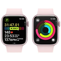 Apple Watch Series 9 (GPS) 45mm Pink Aluminium Case with Pink Sport Band - Medium / Large 160-210mm