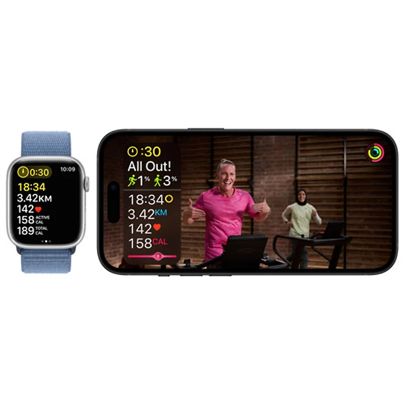 Apple Watch Series 9 (GPS + Cellular) avec boîtier de 45 mm en aluminium minuit et bracelet sport minuit - Moyen/Grand 160-210 mm