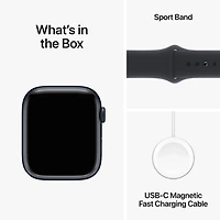 Apple Watch Series 9 (GPS + Cellular) avec boîtier de 45 mm en aluminium minuit et bracelet sport minuit - Moyen/Grand 160-210 mm