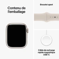 Apple Watch Series 9 (GPS) avec boîtier de 41 mm en aluminium comète et bracelet sport comète - Petit/Moyen 130-180 mm