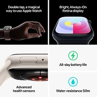 Apple Watch Series 9 (GPS) avec boîtier de 41 mm en aluminium comète et bracelet sport comète - Petit/Moyen 130-180 mm