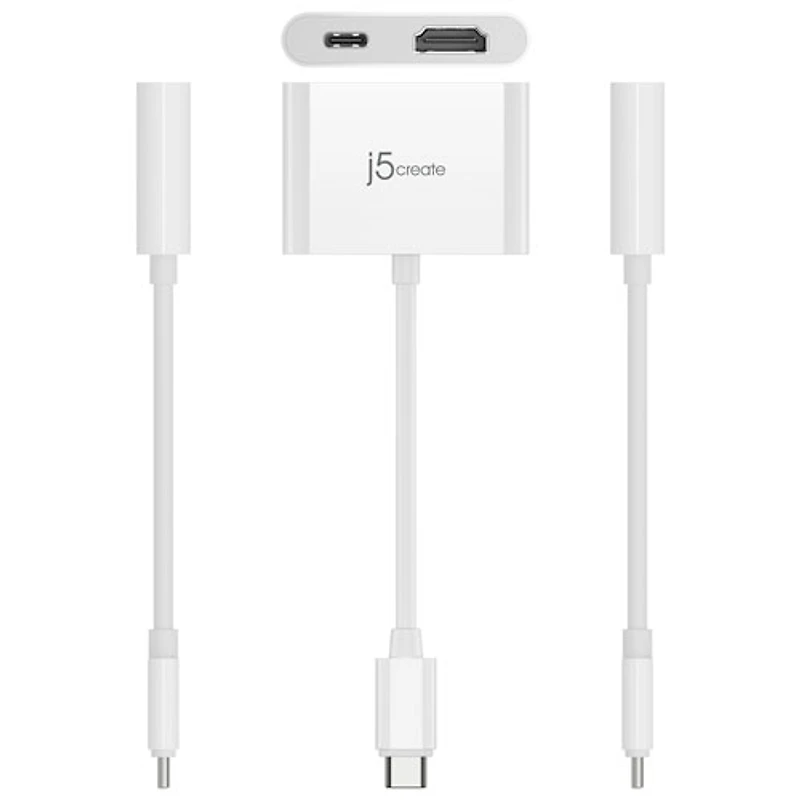 j5create USB-C to 4K HDMI Adapter with Power Delivery (JCA152) - White