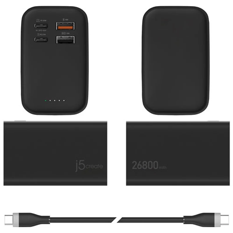 Chargeur portable à 4 ports USB de 26 800 mAh et 65 W de Belkin - Noir