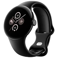Montre Pixel Watch 2 de Google (GPS + LTE) avec boîtier de 40 mm en aluminium noir et bracelet sport noir, avec TELUS - Financement mensuel