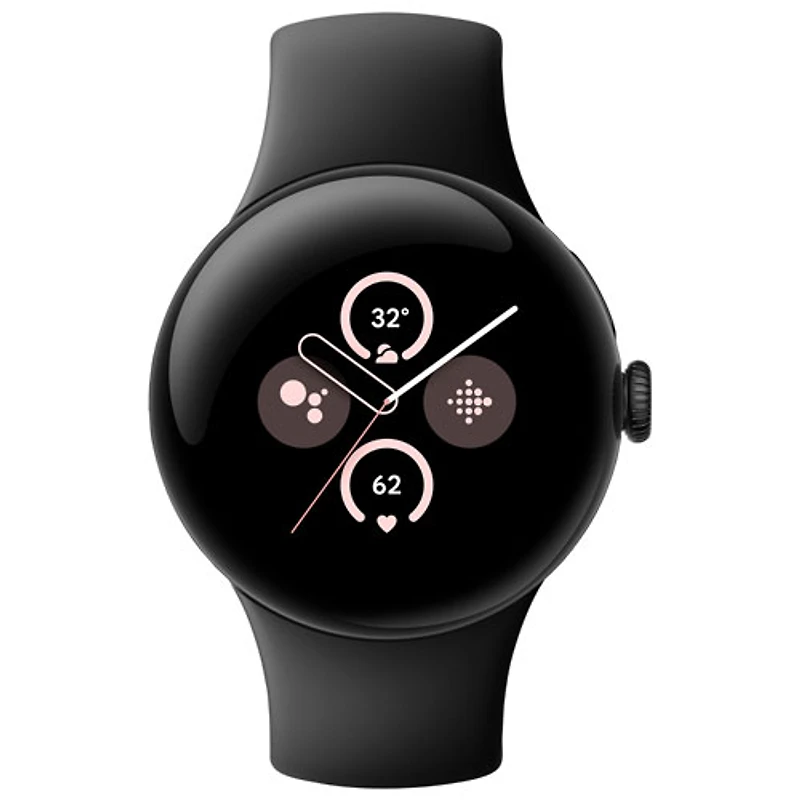 Montre Pixel Watch 2 de Google (GPS + LTE) avec boîtier de 40 mm en aluminium noir et bracelet sport noir, avec TELUS - Financement mensuel