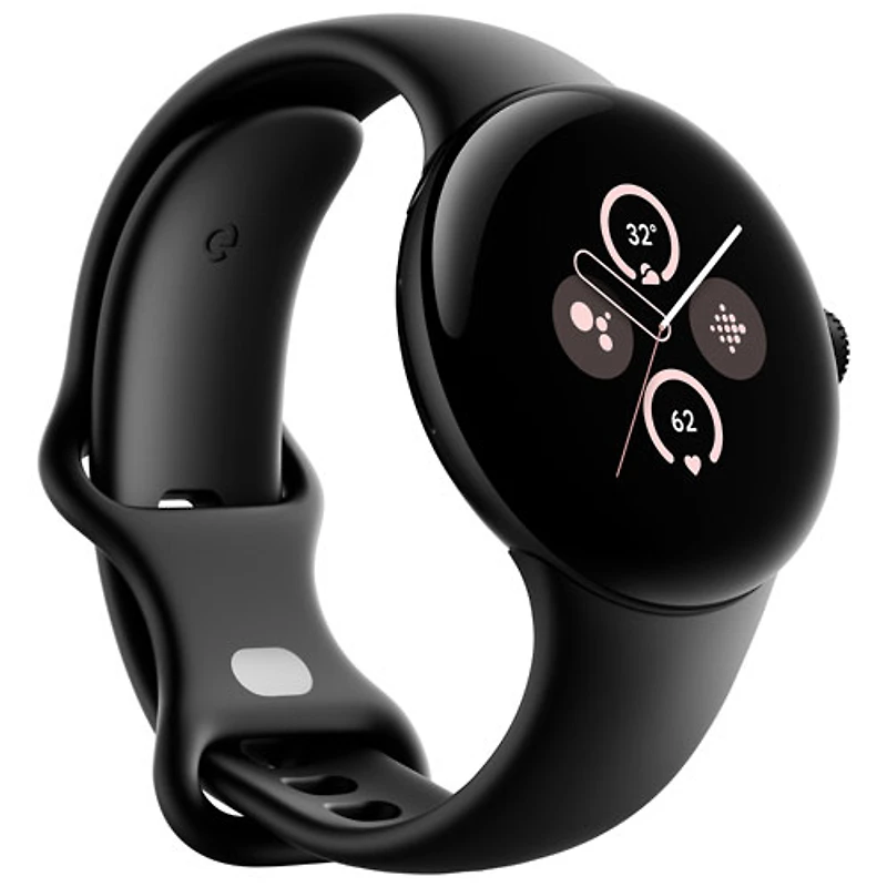 Montre Pixel Watch 2 de Google (GPS + LTE) avec boîtier de 40 mm en aluminium noir et bracelet sport noir, avec TELUS - Financement mensuel