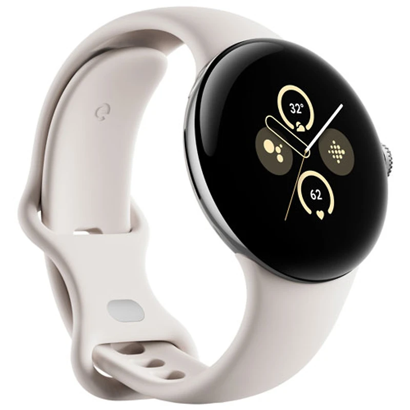 Montre Pixel Watch 2 de Google (GPS + LTE) avec boîtier de 40 mm en aluminium argenté et bracelet sport porcelaine, avec TELUS - Financement mensuel