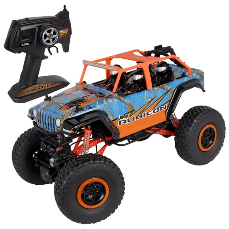 Véhicule téléguidé X-Treme Realtree Rock Crawler Jeep Wrangler de NKOK échelle 1/10 (80944) - Bleu/Orange