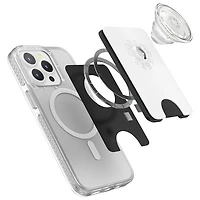 PopSockets MagSafe PopWallet+ (Plus) Universal Cell Phone Expanding Grip & Stand - White/Clear