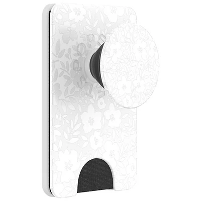 Portefeuille à prise extensible et support universel MagSafe PopWallet+ (Plus) de PopSockets - Blanc/Fleur